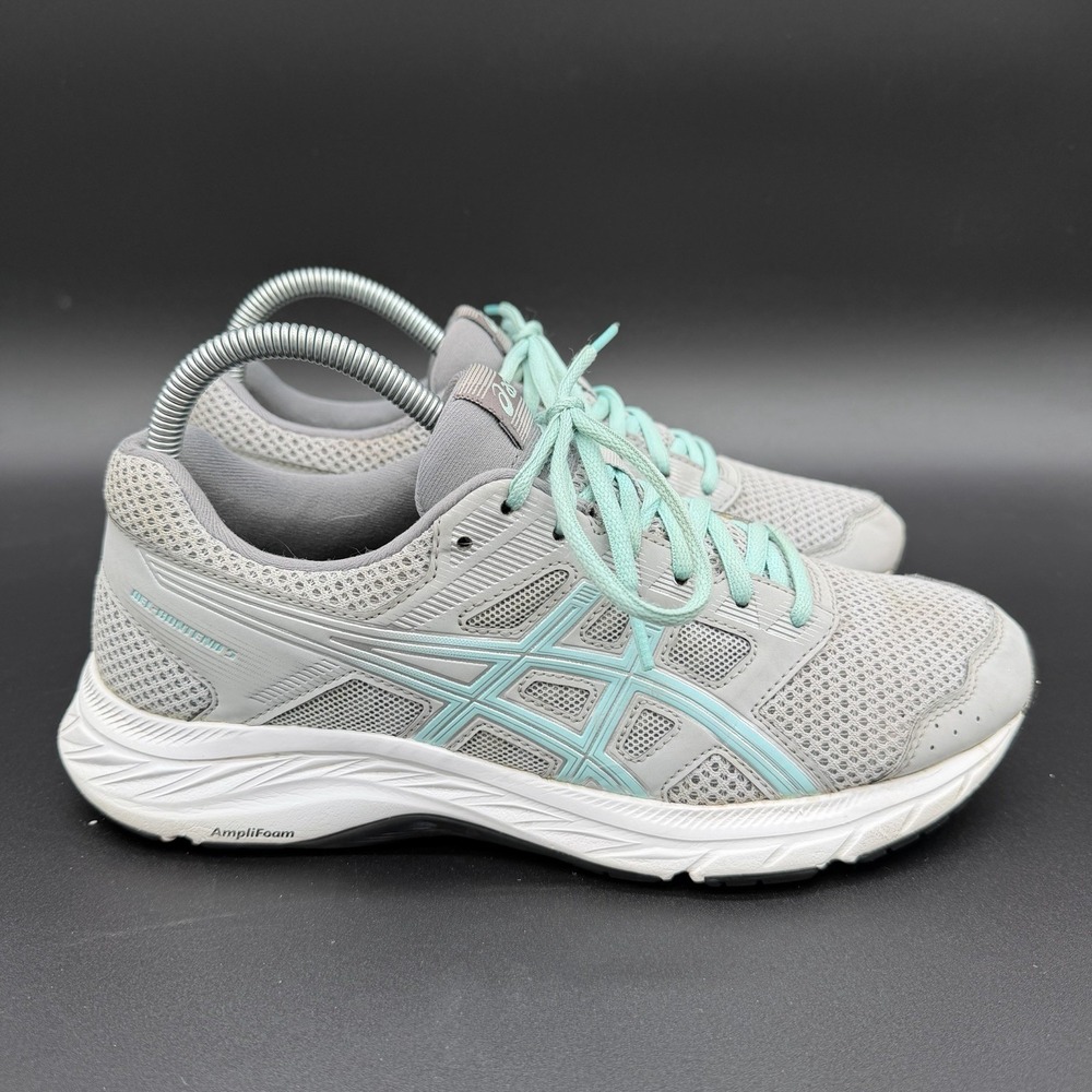 Asics Gel-Contend 5 Womens Shoes Size 8.5 Gray Blue Running Sneakers 1012A234